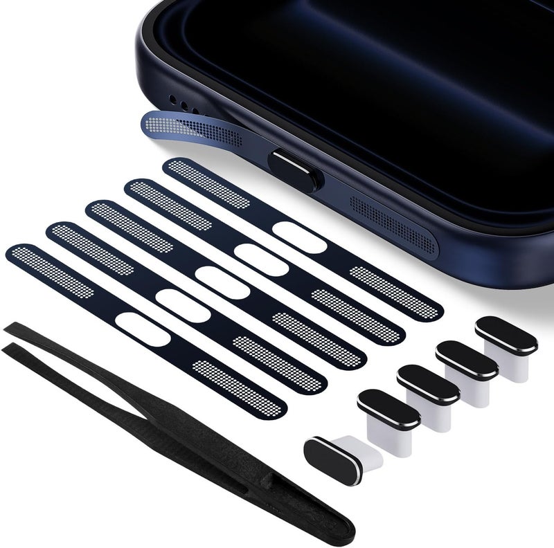 imComor 5Pack USB C Dust Plug for iPhone 17 Pro/17 Pro Max, USB Type C Charging Port Cover Dustproof Protector with Speaker Mesh Anti Dust Cover Accessories for iPhone 17 Pro/17 Pro Max, Deep Blue - Image 1